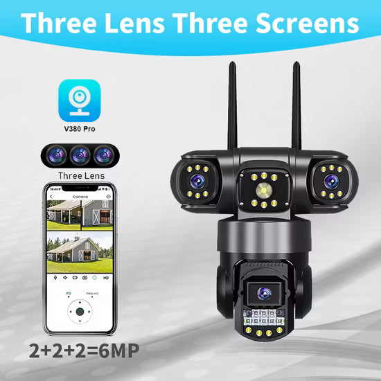 V380 PRO Three Lens WiFi IP Camera |  2MP+2MP+2MP Outdoor Waterproof