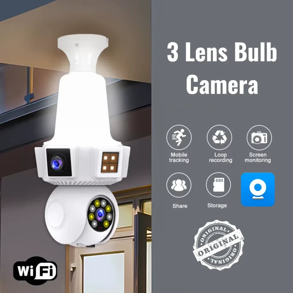 3 Lens Bulb Camera | Triple Lens Indoor Camera | E23-3P