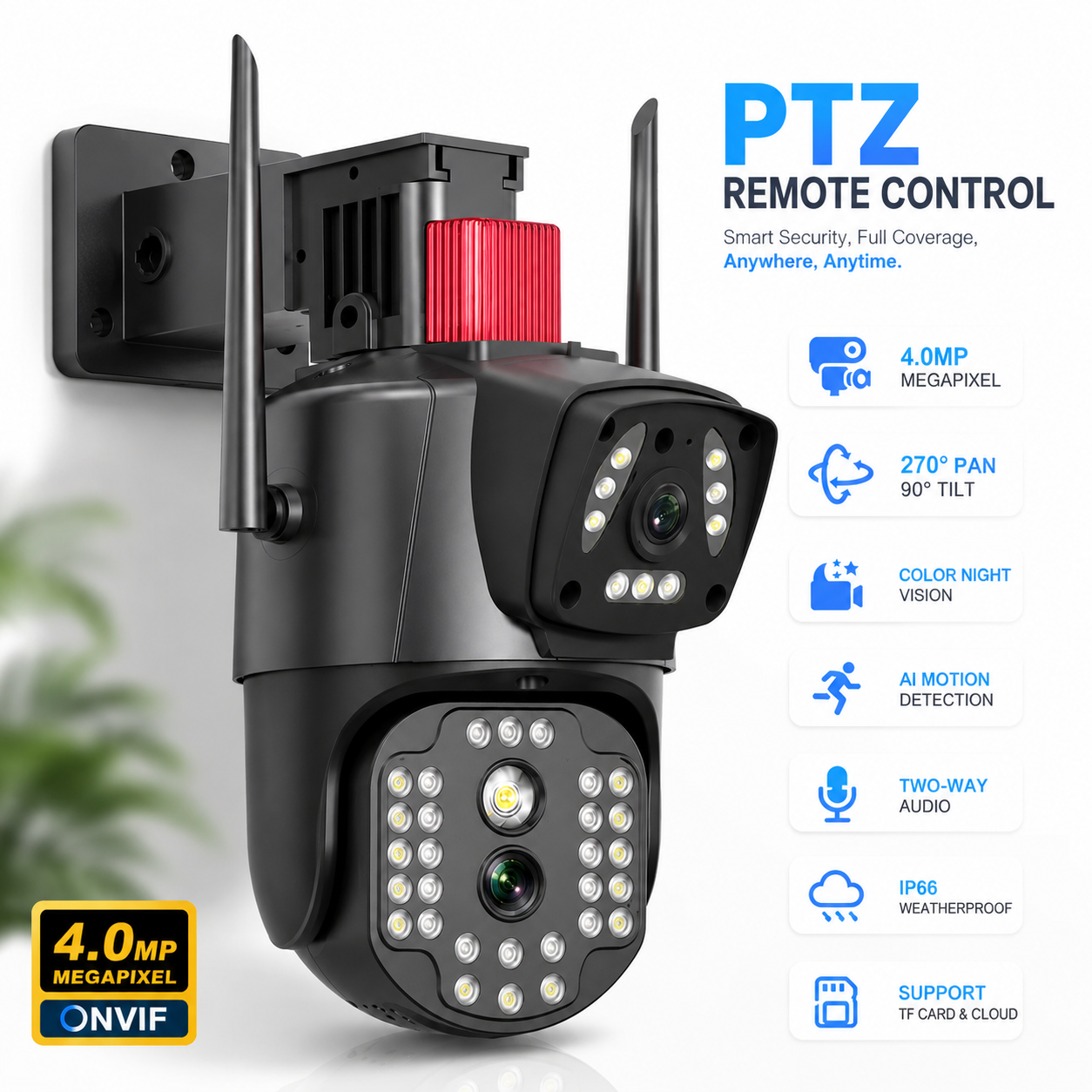 PTZ Wifi Dual Outdoor Camera | A28-Dual Lens Camera