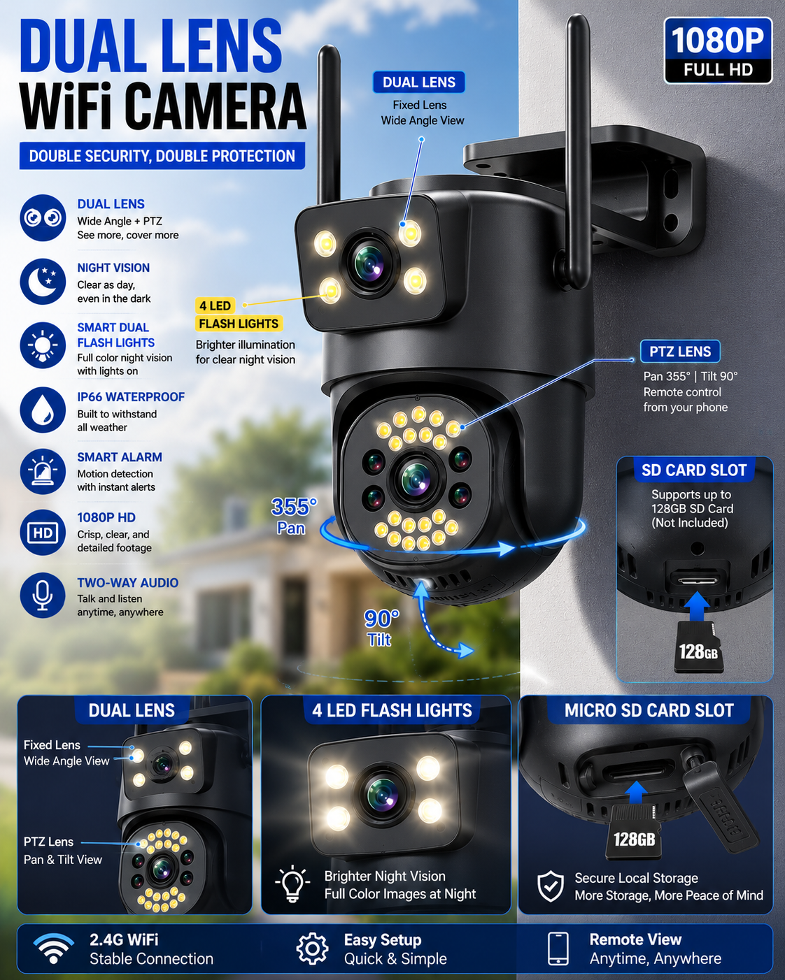 Dual Lens 2018 Model Camera | Dual Lens Outdoor Waterproof Camera
