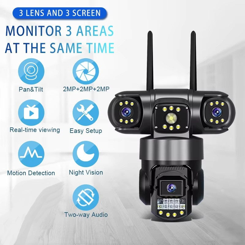 V380 PRO Three Lens WiFi IP Camera |  2MP+2MP+2MP Outdoor Waterproof